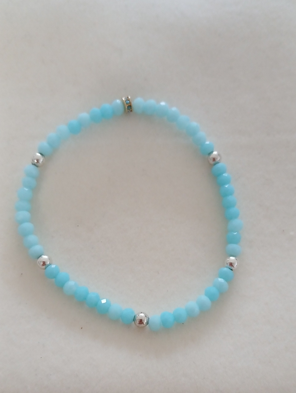 Light Blue Beaded Stretch Bracelet - Women Jewelry